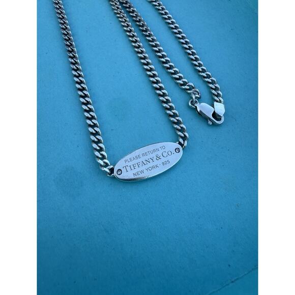 Tiffany & Co. Return To T&co Tag ID Chain Necklace W/ Diamonds - Sterling Silver - Picture 4 of 8